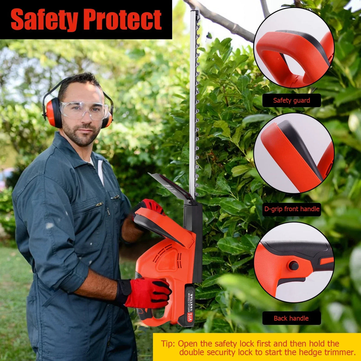Brushless Cordless Hedge Trimmer Tree Branch Cutter Tool with 2Battery & Charger — alternate product view 12