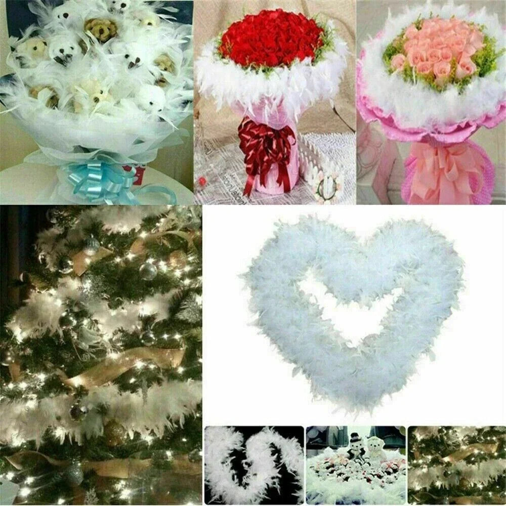 2M Christmas Tree White Feather Boa Strip Xmas Ribbon Home Party Garland❀ — alternate product view 5