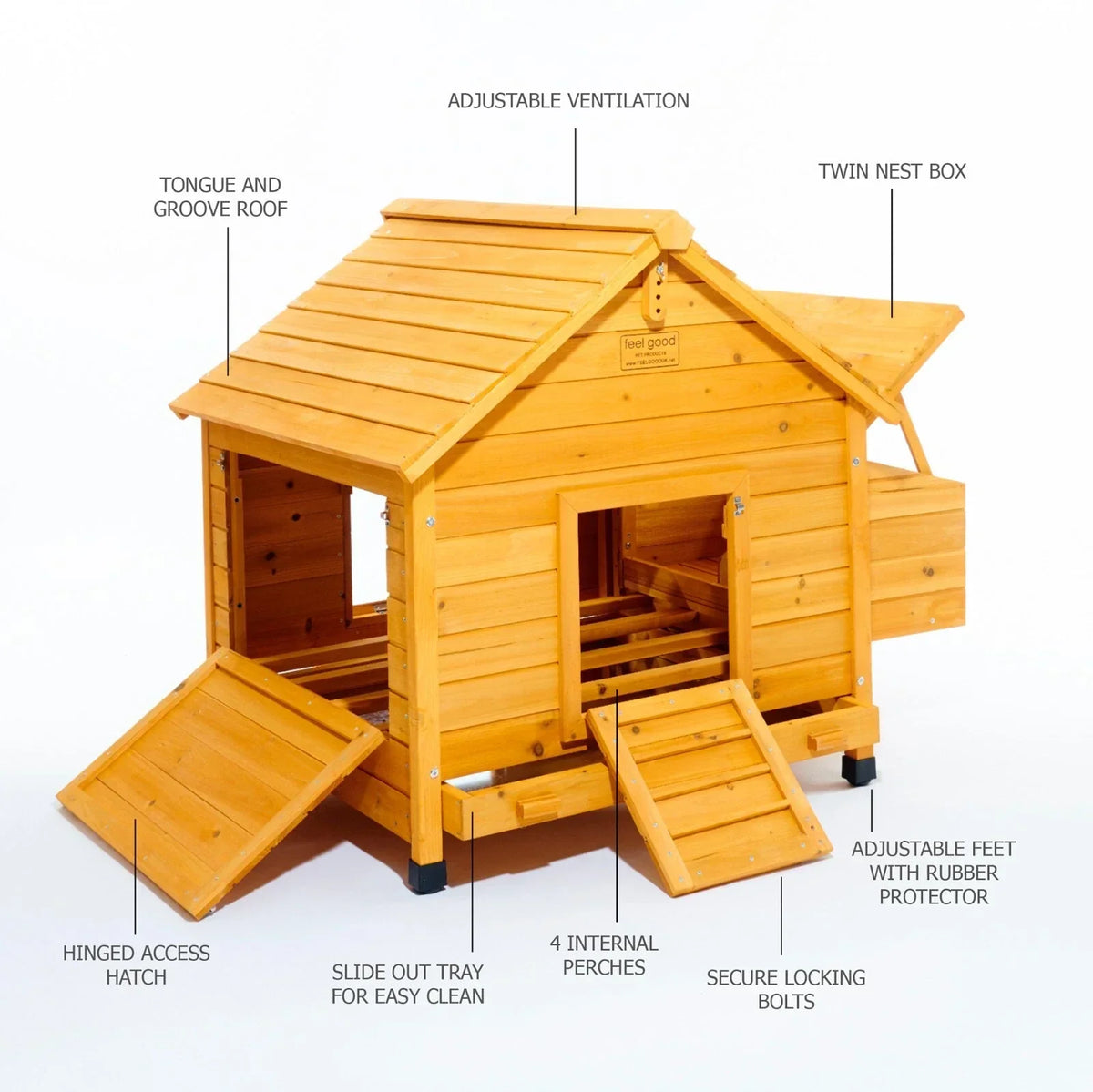 Chicken Coop Run Hen House Poultry Ark Home Nest Box Coup Coops Rabbit Hutch + — alternate product view 3