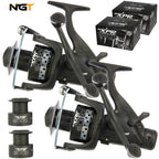 2x NGT XPR 6000 Carp Fishing Bait Runner Reels Twin Handle 10BB + Spare Spools — alternate product view 2