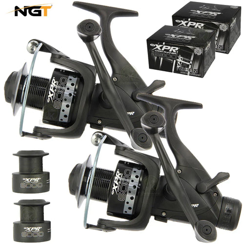 2x NGT XPR 6000 Carp Fishing Bait Runner Reels Twin Handle 10BB + Spare Spools — alternate product view 2