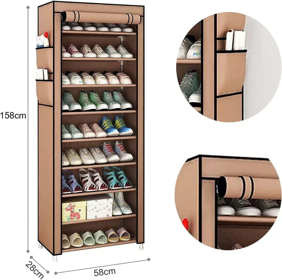 10 Tier Cabinet Storage Organiser Shoe Rack Stand Holds 27 Pairs Dustproof — alternate product view 9