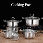 Stainless-Steel Cookware Set with Glass Lids — Silver — alternate product view 9
