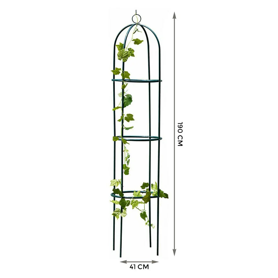 1.9m Garden Obelisk Black Metal Outdoor Trellis Climbing Plant Support Frame — alternate product view 3