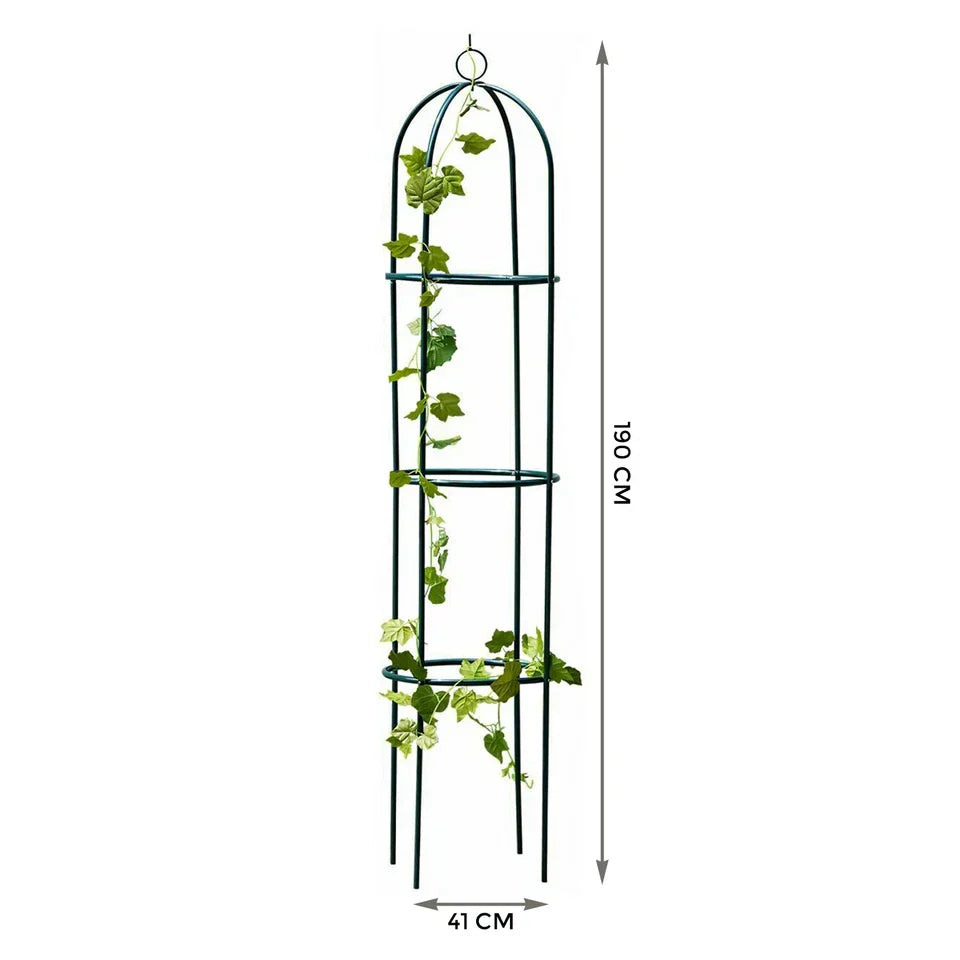 1.9m Garden Obelisk Black Metal Outdoor Trellis Climbing Plant Support Frame — alternate product view 3