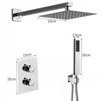 Modern Concealed Square Shower Brass Valve Mixer Twin Head Shower Set Chrome — alternate product view 7