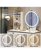Dressing Table With Mirror Stool, Vanity Table Set With 3 Color Detachable LED — alternate product view 5