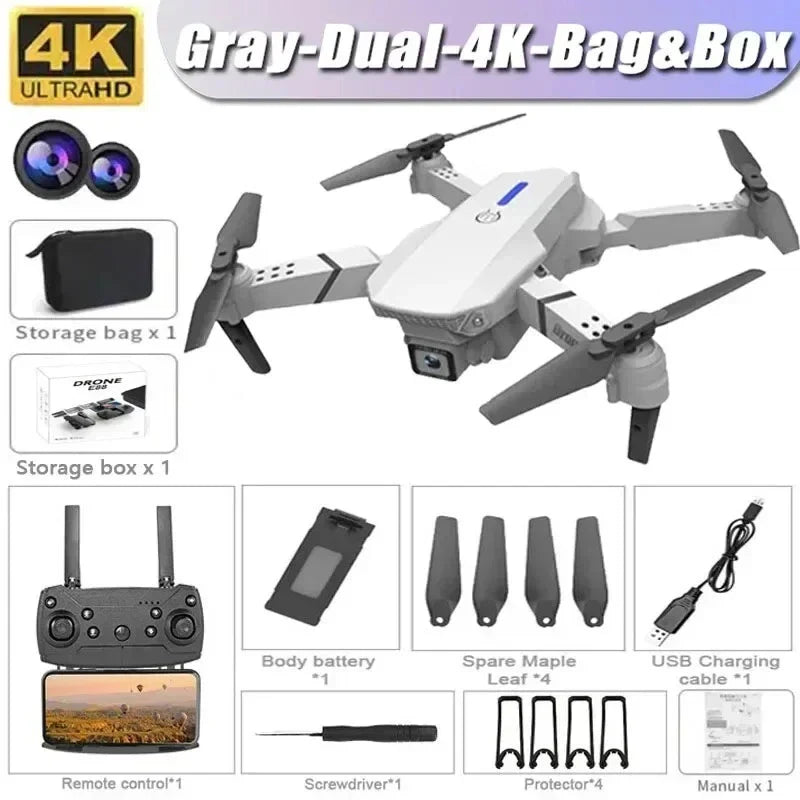 2024 Drone RC Drones Pro 4K HD Camera GPS WIFI FPV Quadcopter Foldable Bag Gifts — White — product view