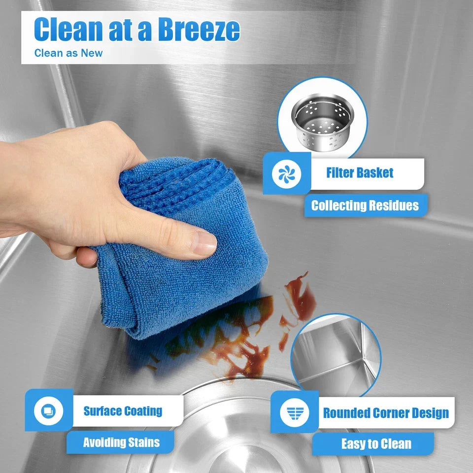 Double Bowl Stain less Steel Drop in Kitchen Sink Dish Washer Vegetable Sink — alternate product view 6
