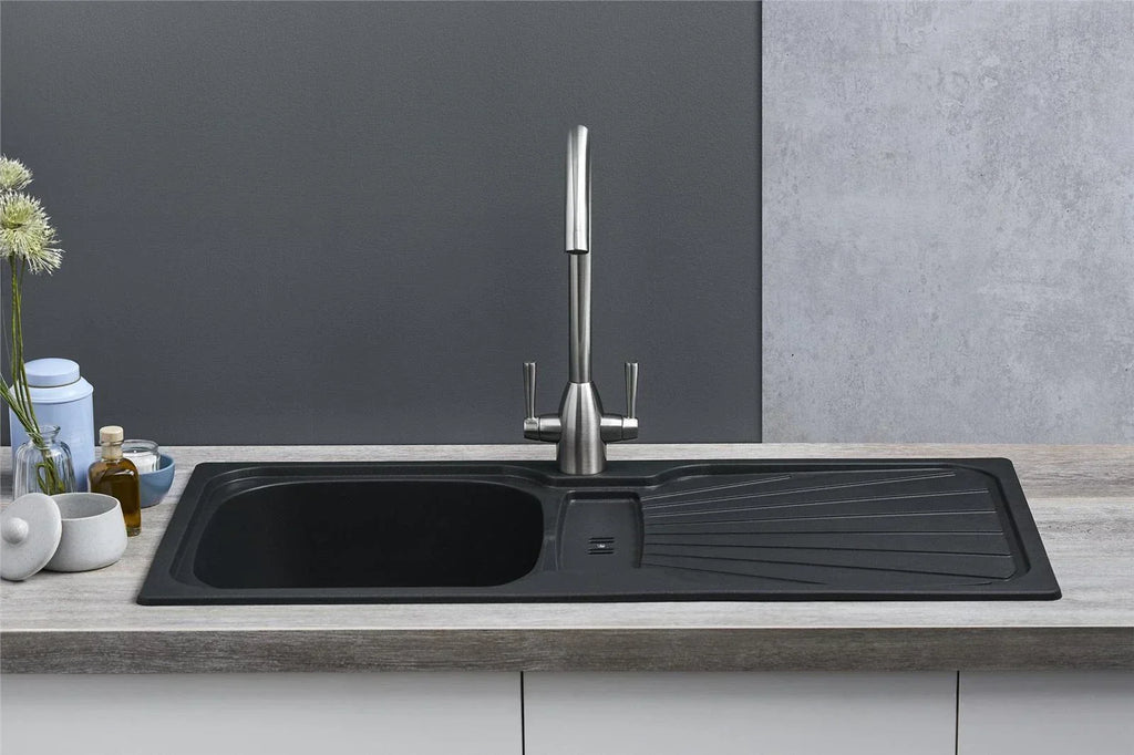 Kitchen Sink Single black 1.0 Bowl Reversible Inset With Waste Kit — alternate product view 3