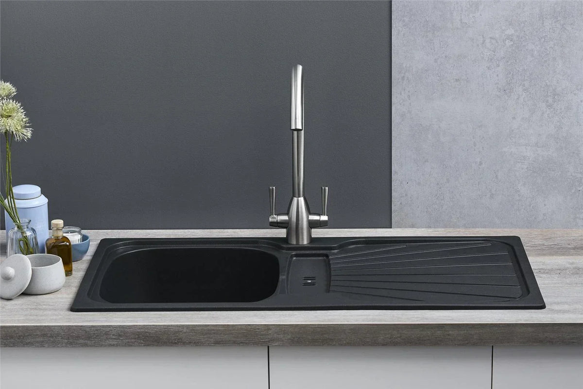 Kitchen Sink Single black 1.0 Bowl Reversible Inset With Waste Kit — alternate product view 3