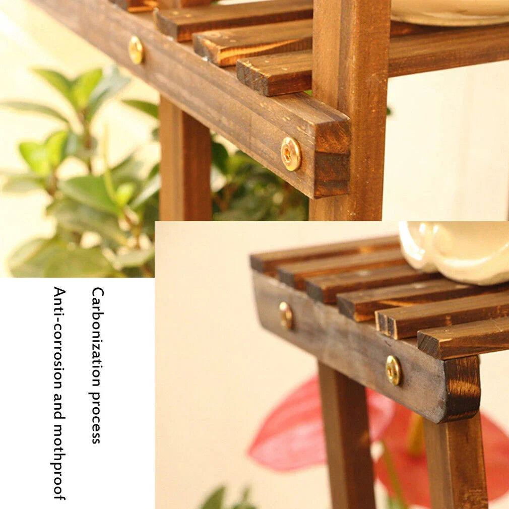 Wood Flower Display Plant Stand 5 Tier Corner Shelf Storage Rack Indoor Outdoor — alternate product view 9