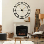 80CM Large Wall Clock 30 Inches Oversized Modern Round Black Metal — main product view