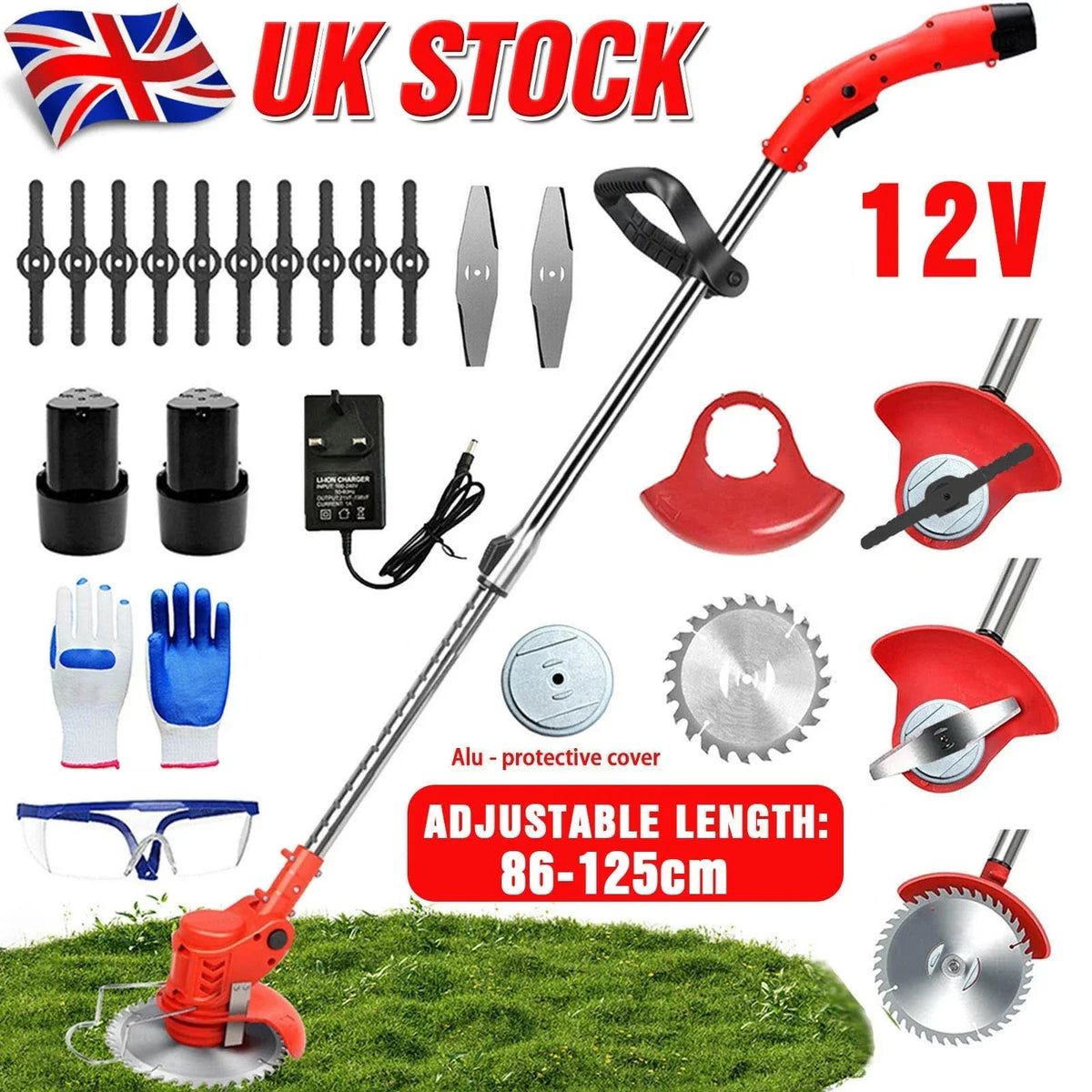 3-in-1 Cordless Strimmer Grass Trimmer Cutter Garden Lawn Edger + 2x 12V Battery — alternate product view 2