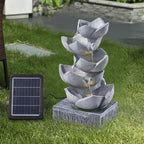 Water Feature Lotus Cascading Fountain With Solar LED Light Outdoor Garden Decor — alternate product view 7
