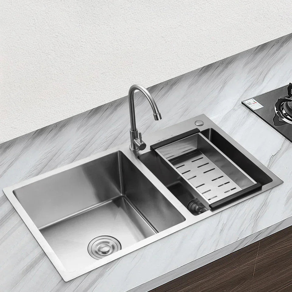Double Bowl Stain less Steel Drop in Kitchen Sink Dish Washer Vegetable Sink — alternate product view 2