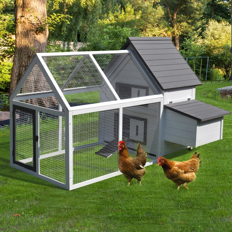 Wood Chicken Coop Pet Poultry Hen House Backyard with Nesting Box Ramp Run — alternate product view 2