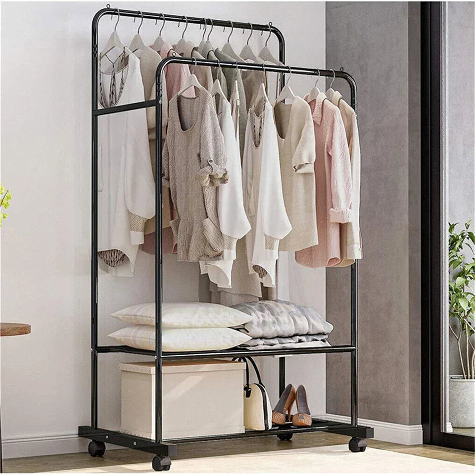 Industrial Pipe Garment Rack Coat Stand Rolling Clothe Rails — alternate product view 4