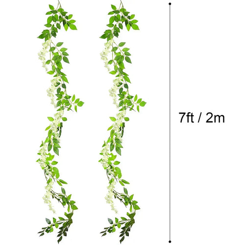 2X7FT Artificial Wisteria Vine Garland Foliage Flower Plant Trailing Home Decor — on a clean white background