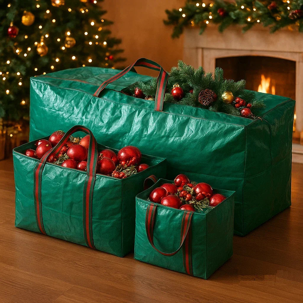 Set Of 3 Green Christmas Tree Storage Bag — main product view