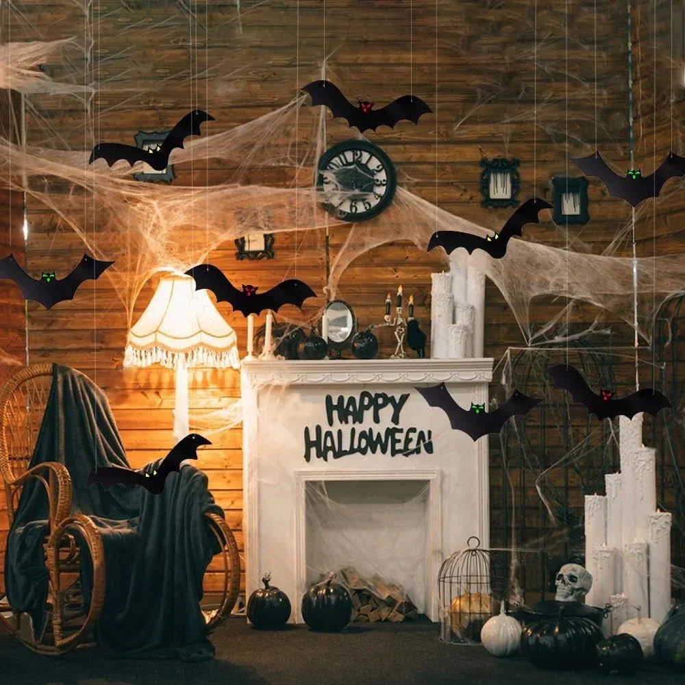 12PCS Halloween Hanging Bats, Halloween Flying Bat Hanging Decorations — alternate product view 9