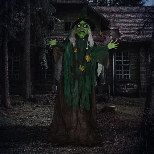 6ft Animated Halloween Witch Prop Outdoor Decoration with Glowing Eyes & Hear — alternate product view 10
