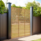 6ft Contemporary Slatted Rough Sawn Treated Fence Panel — alternate product view 2
