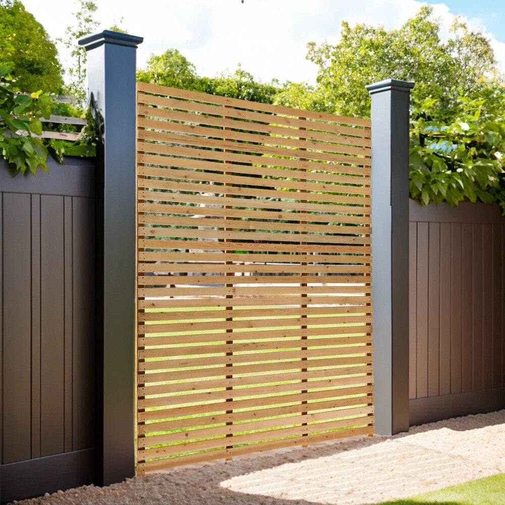 6ft Contemporary Slatted Rough Sawn Treated Fence Panel — alternate product view 2