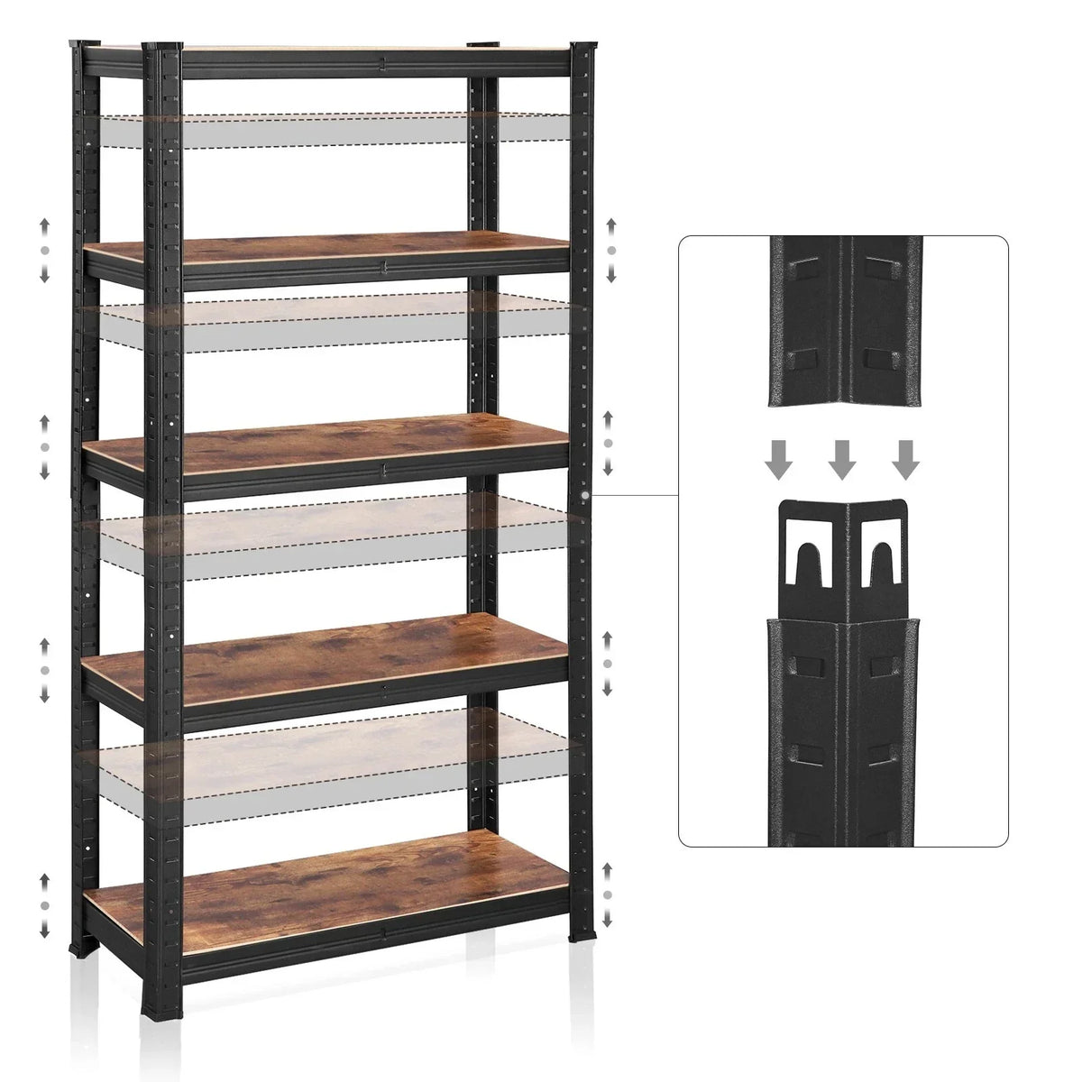 Shelving Unit 650kg Load Capacity Industrial Adjustable Rustic Brown — alternate product view 7