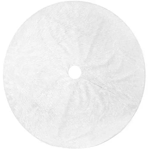 White Faux Fur Christmas Tree Skirt Base Xmas Floor Mat Ornaments Decoration UK — on a clean white background