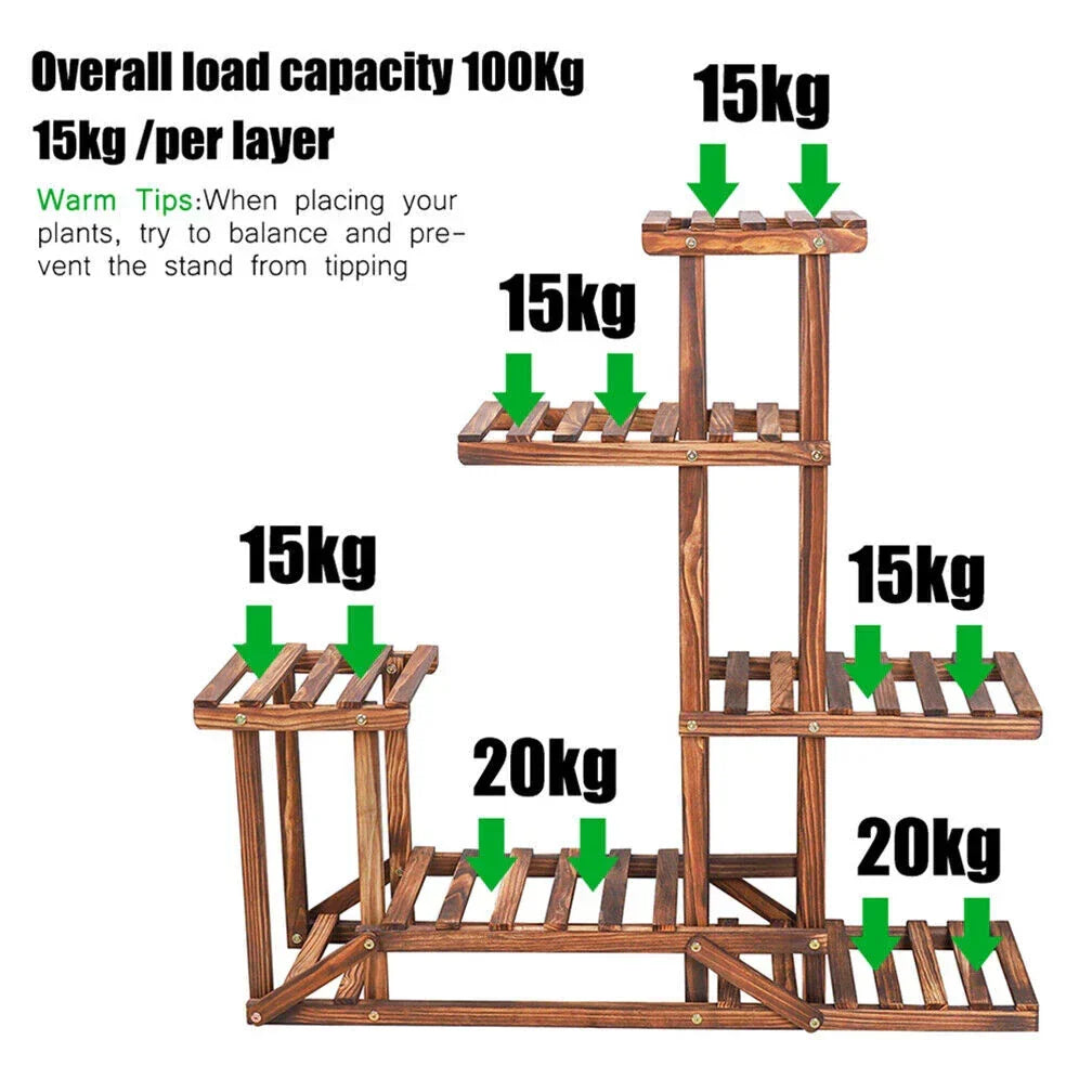 Wood Flower Display Plant Stand 5 Tier Corner Shelf Storage Rack Indoor Outdoor — alternate product view 8