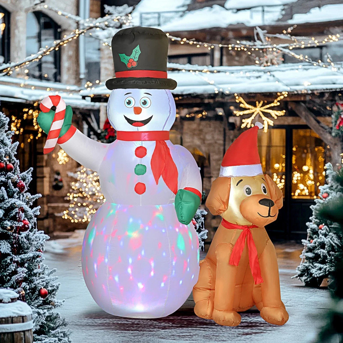 6FT Christmas Inflatables Snowman & Dog for Indoor Outdoor Decor — alternate product view 2
