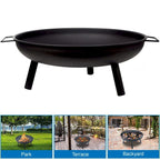 24" Round Fire Pit Folding Patio Garden Bowl Outdoor Camping Heater Log Burner — alternate product view 4