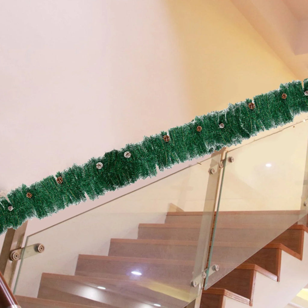 9ft Christmas Garland Snow Flocked With Lights Pinecones Berries Wreath Bushy — alternate product view 6