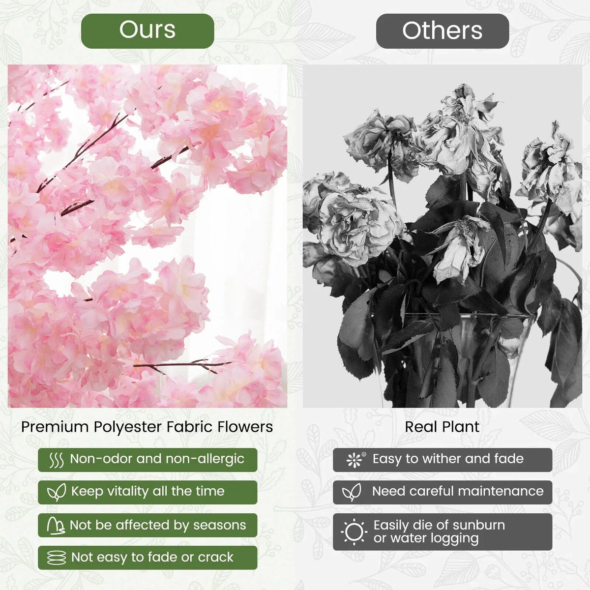 190cm Tall Artificial Cherry Blossom Tree Faux Floral Plant 1170 Flowers — alternate product view 6