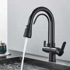 Modern Mono Kitchen Sink Mixer Taps 360° Pull Out Spray Spout Twin Lever 3 Way — alternate product view 8