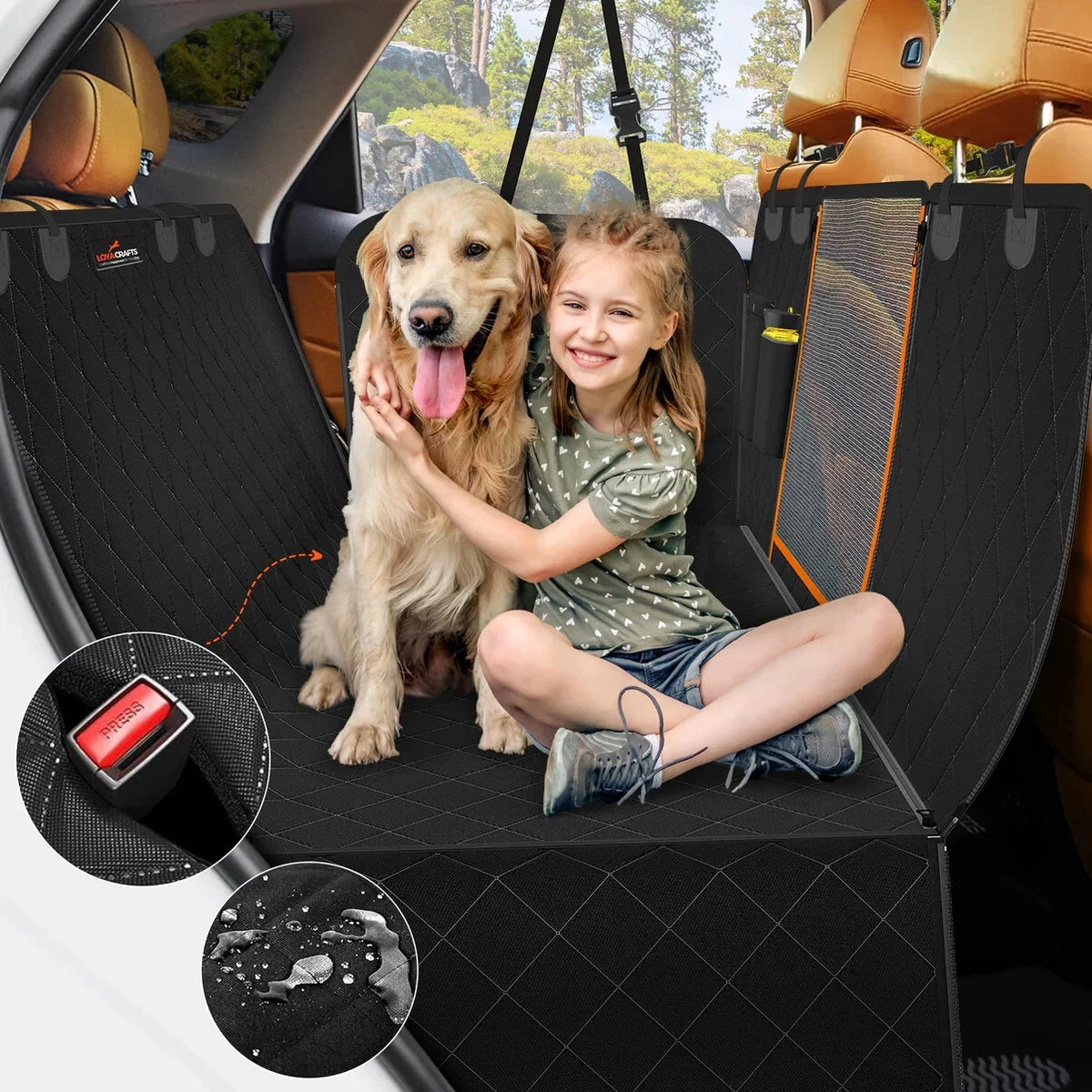 Dog Car Back-Seat Protective Hammock Cover — alternate product view 2