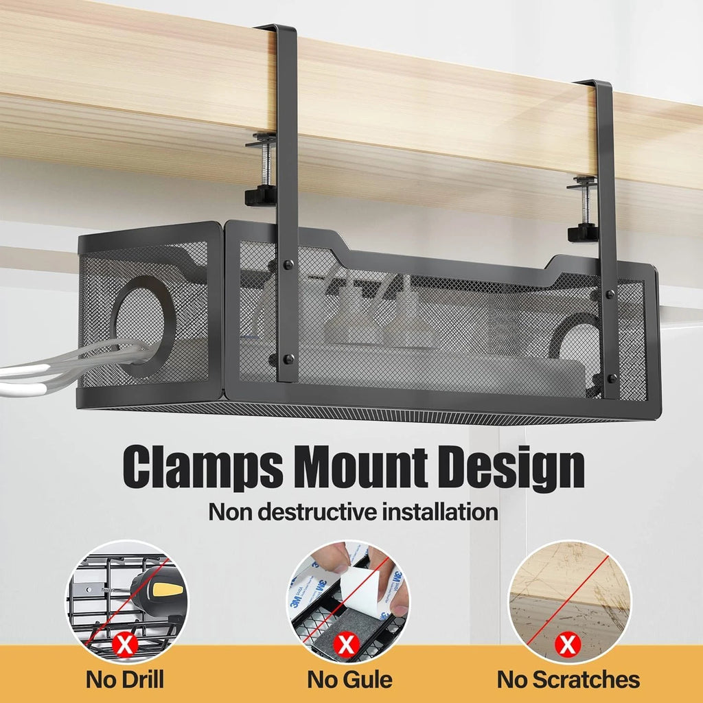 Clamp-On Under-Desk Cable Management Tray — alternate product view 4