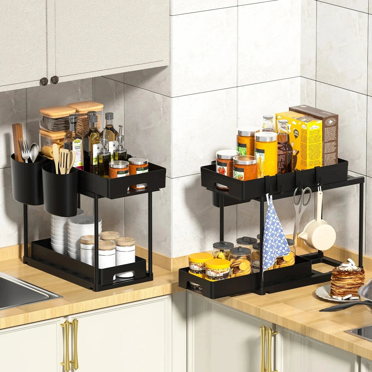 L-Shaped Under-Sink Pull-Out Organiser — 2 Tier — alternate product view 7