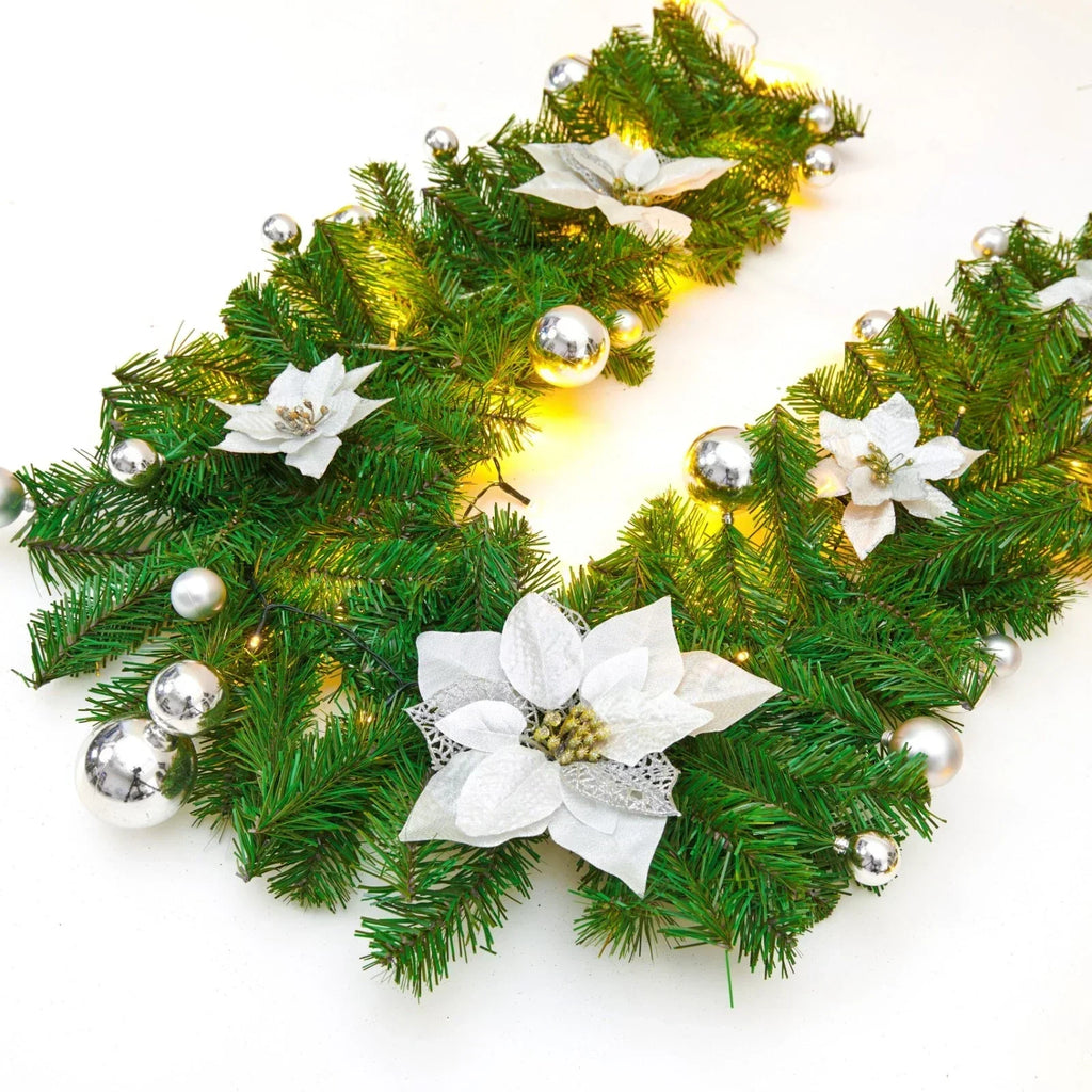9FT Pre Lit Christmas Garland LED Lights Wreath Xmas Decorations Christmas Balls — alternate product view 4