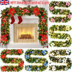 9FT Pre Lit Christmas Garland LED Lights Wreath Xmas Decorations Christmas Balls — alternate product view 2