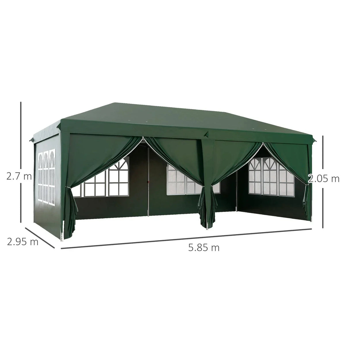 3x6m Pop Up Gazebo Party Tent Canopy Marquee with Storage Bag Green — on a clean white background