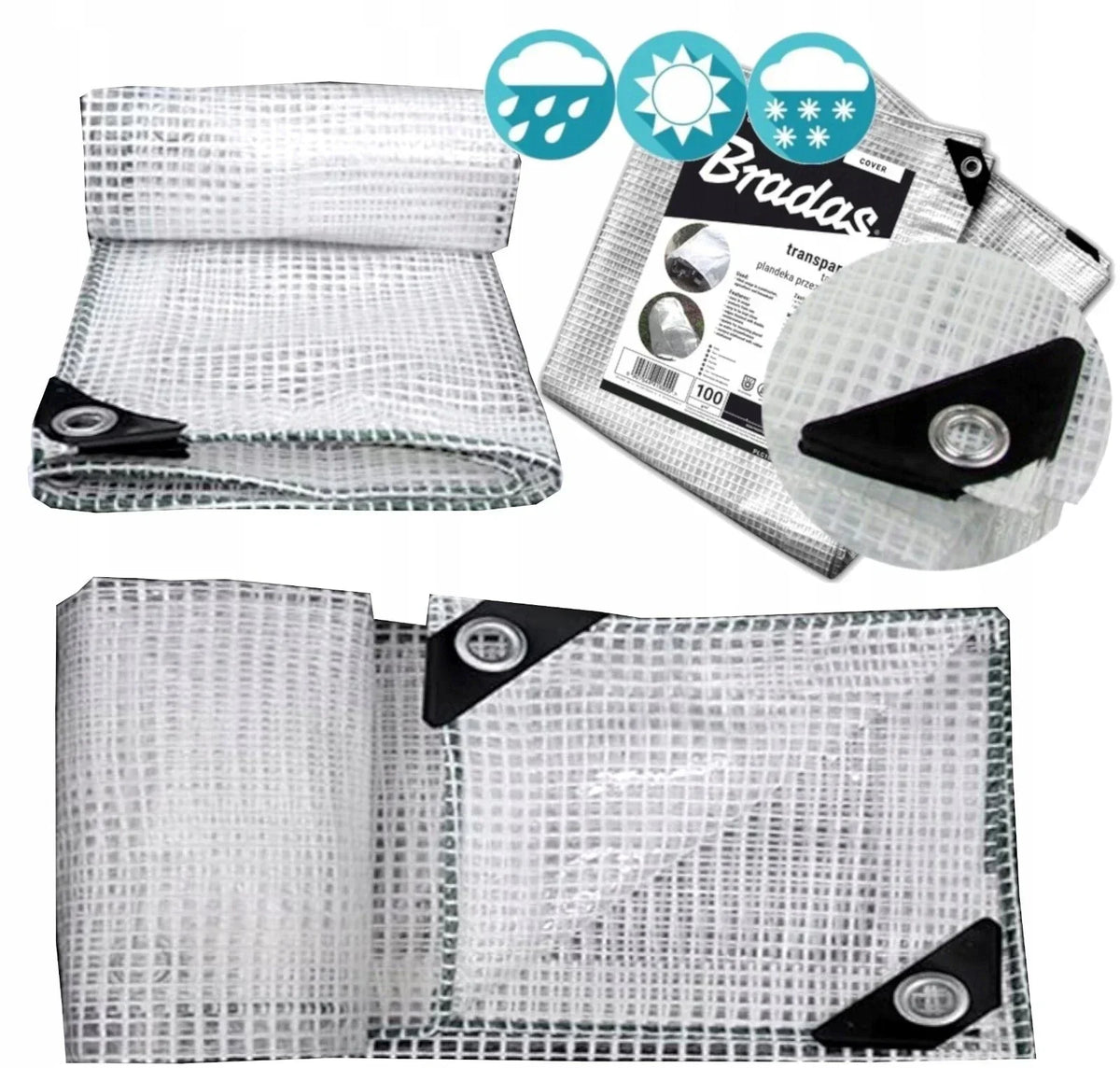 Heavy-Duty Waterproof Mesh Reinforced Transparent Polyethylene Sheeting Clear Tarpaulin — alternate product view 3