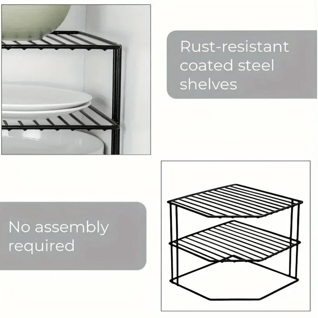 Three-Tier Corner Cupboard Plate Rack — alternate product view 12