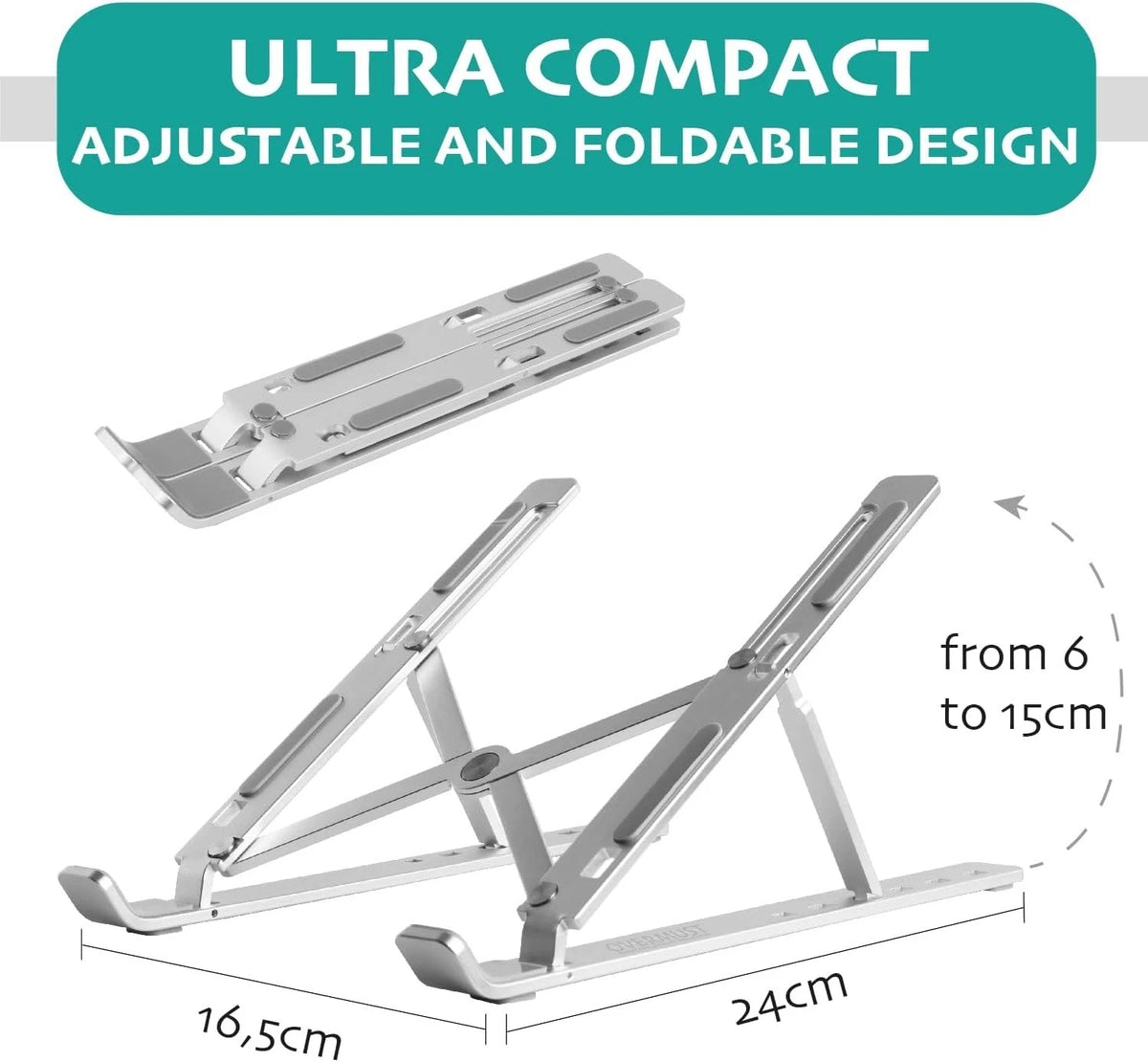 Adjustable Foldable Aluminium Laptop Stand — alternate product view 2
