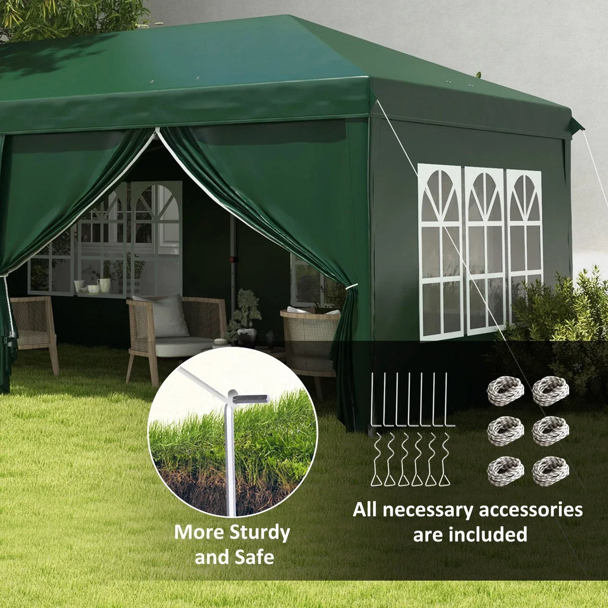 3x6m Pop Up Gazebo Party Tent Canopy Marquee with Storage Bag Green — alternate product view 7