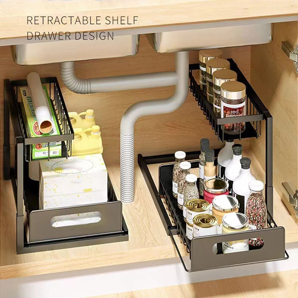 L-Shaped Under-Sink Pull-Out Organiser — 2 Tier — alternate product view 9