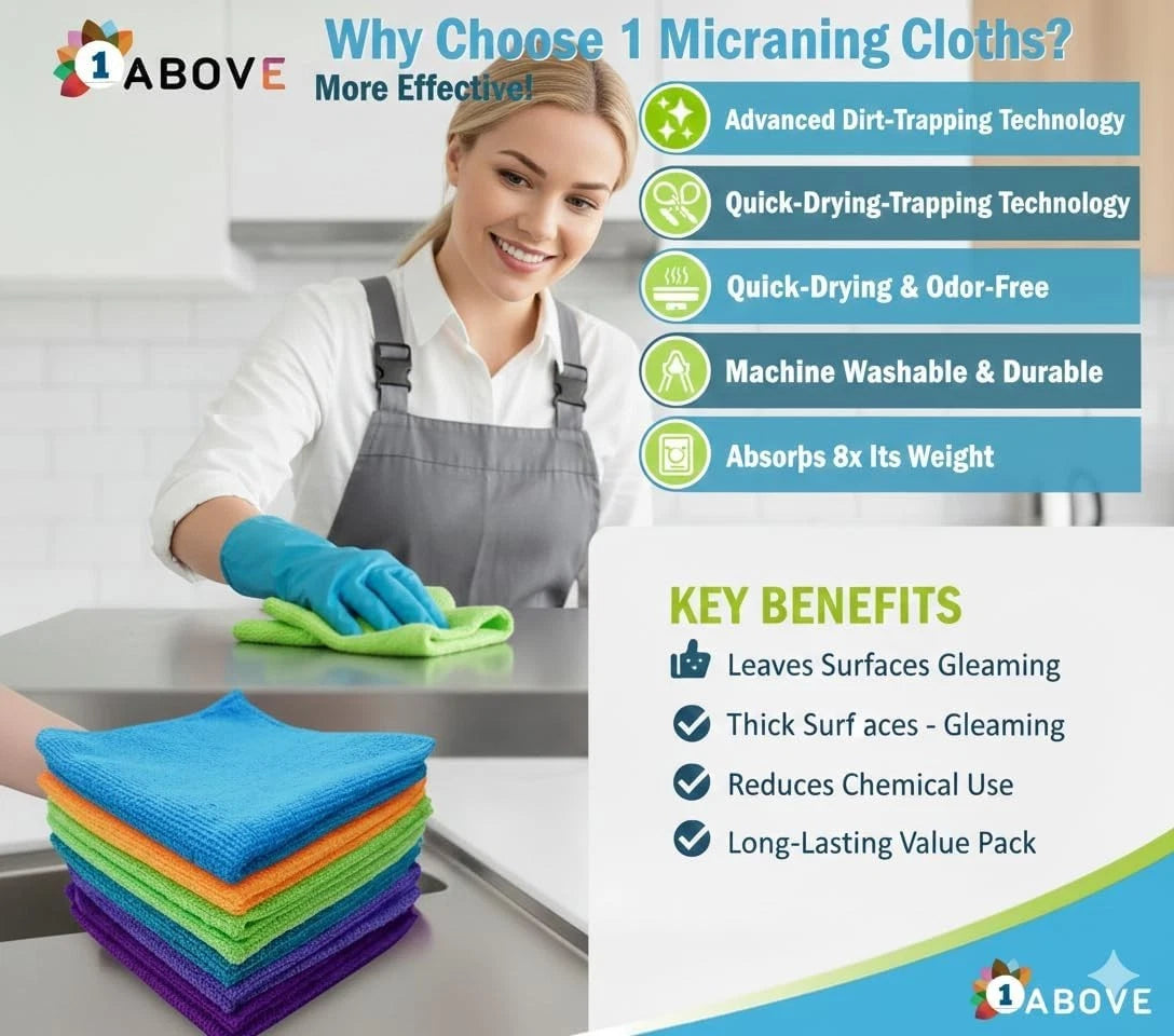 Reusable Microfibre Cleaning Cloths — 20 Pack, 30 × 30 cm — alternate product view 8