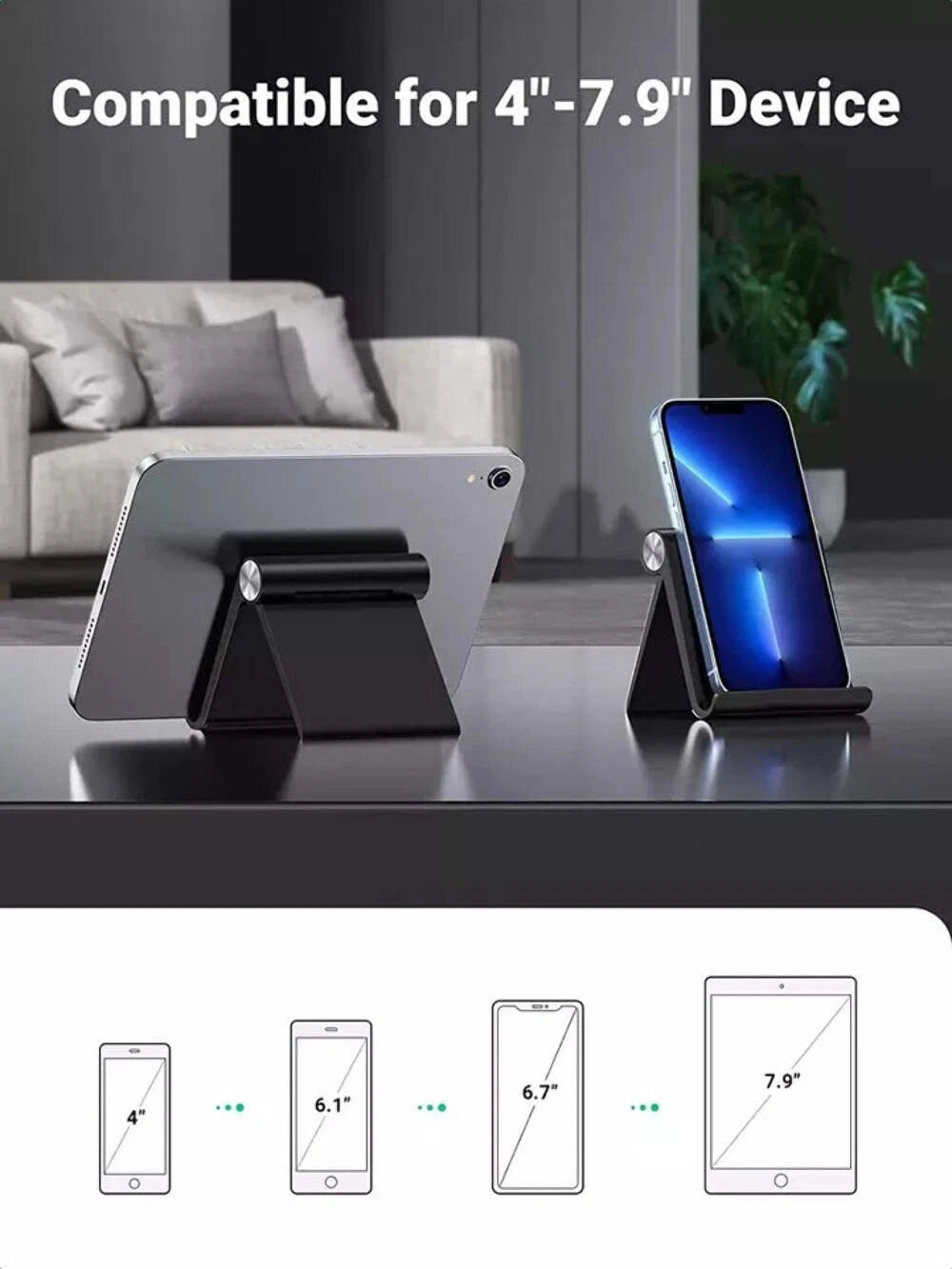 Foldable Adjustable Phone & Mini-Tablet Stand — alternate product view 2