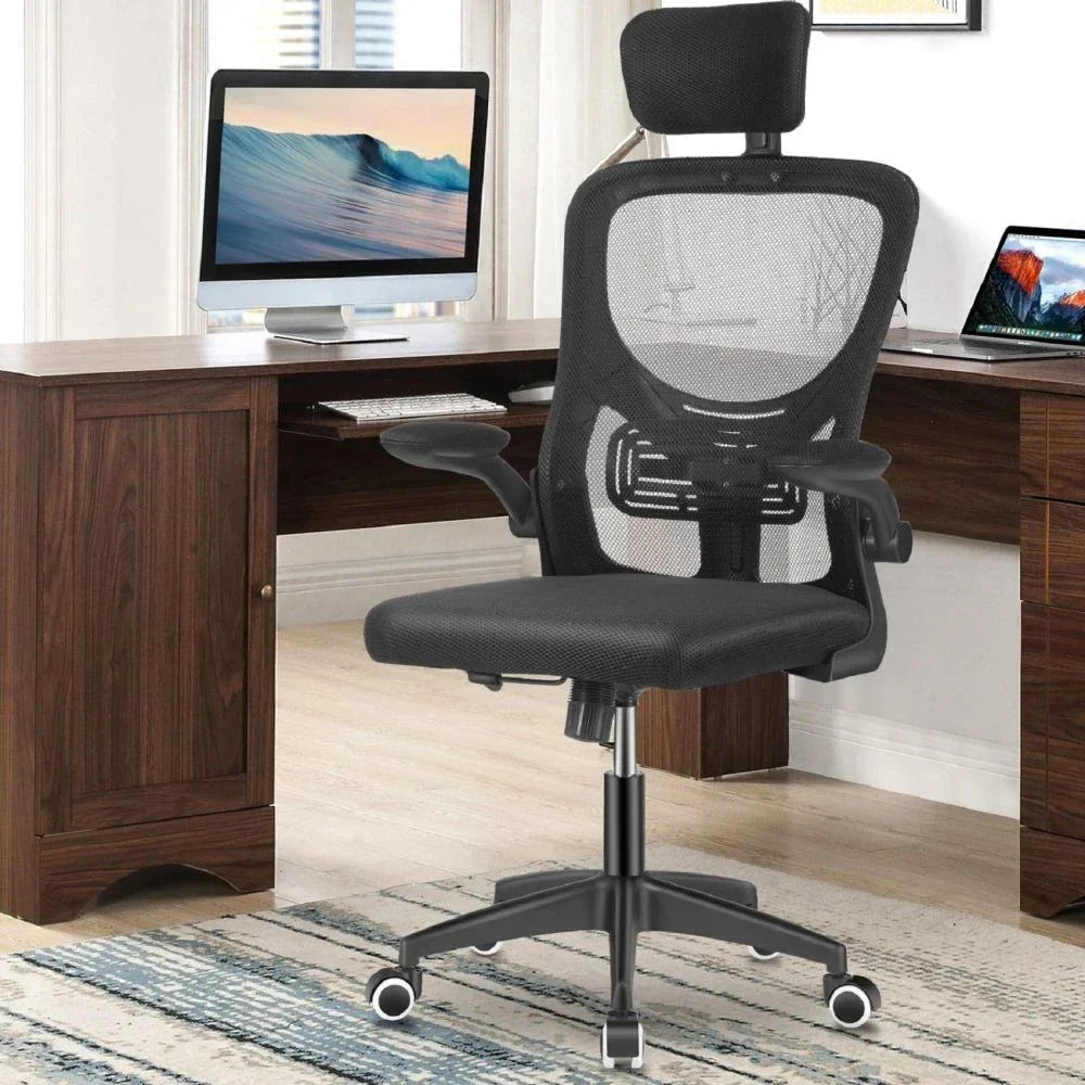 Mesh Office Chair with Adjustable Headrest, Ergonomic Swivel Computer Chair — alternate product view 2